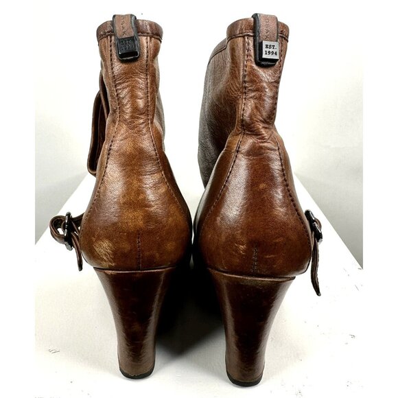 Rudsak Womens Leather Boots Wedge Ankle Strap Buckle Fold Over Brown Size 6.5 - Picture 7 of 14
